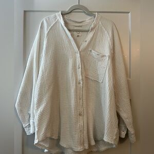 Aerie Cream Button-Up Shirt